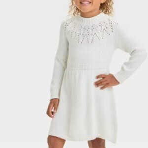 Cat & Jack Toddler Girl's Size 12 Months Pointelle Sweater Dress Cream
